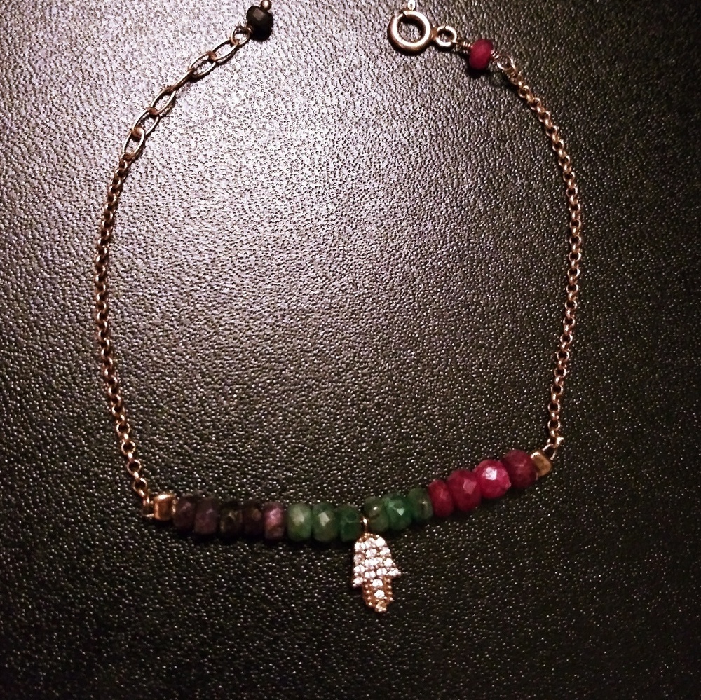 Sterling silver vintage bracelet with real stones.